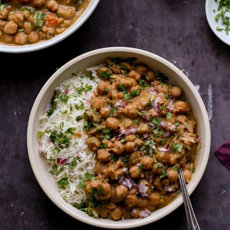 Punjabi Chole with Rice or Roti