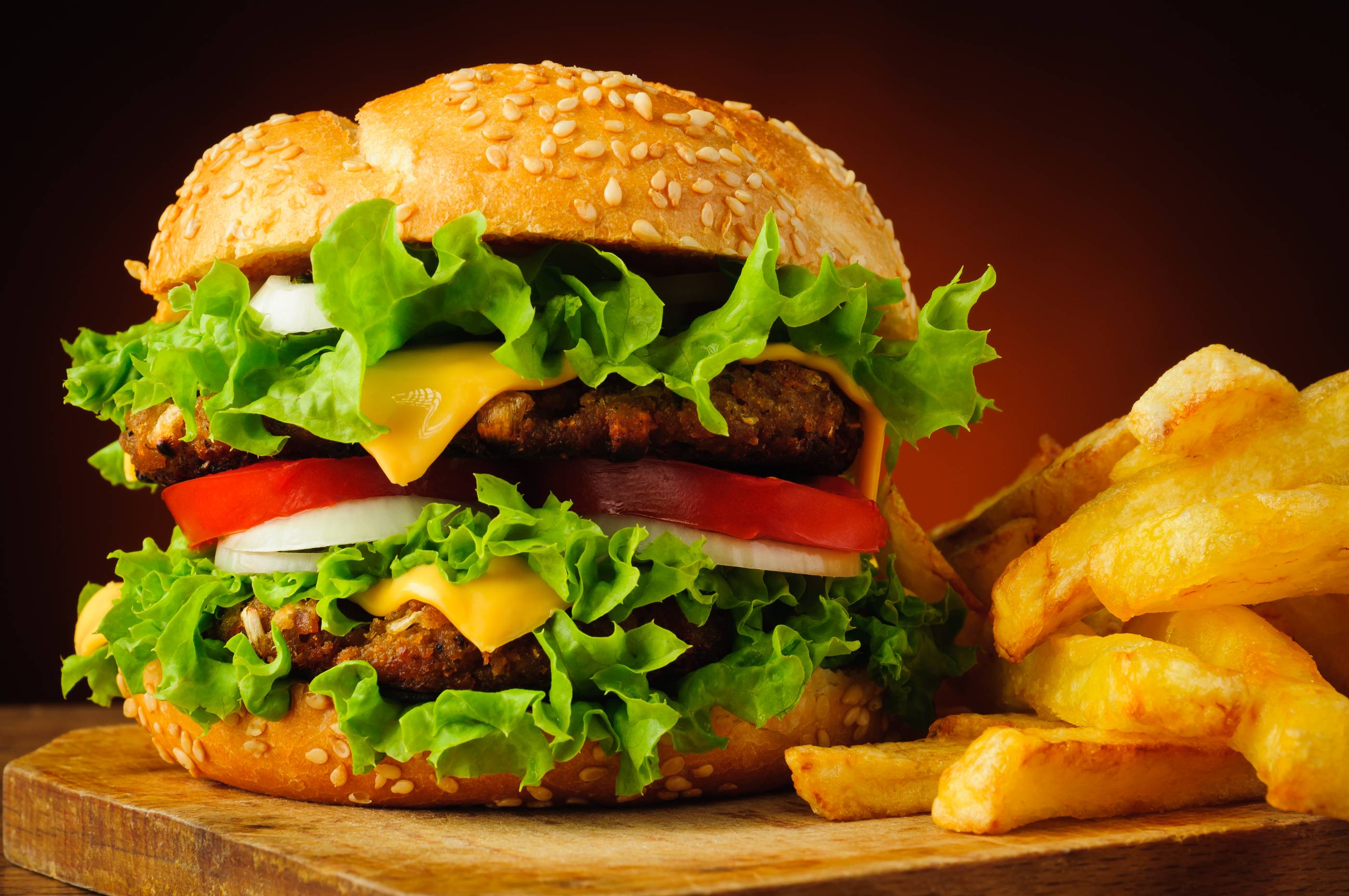 Hamburger With Fries - 6 Oz. Premium Brand Sirloin Burger