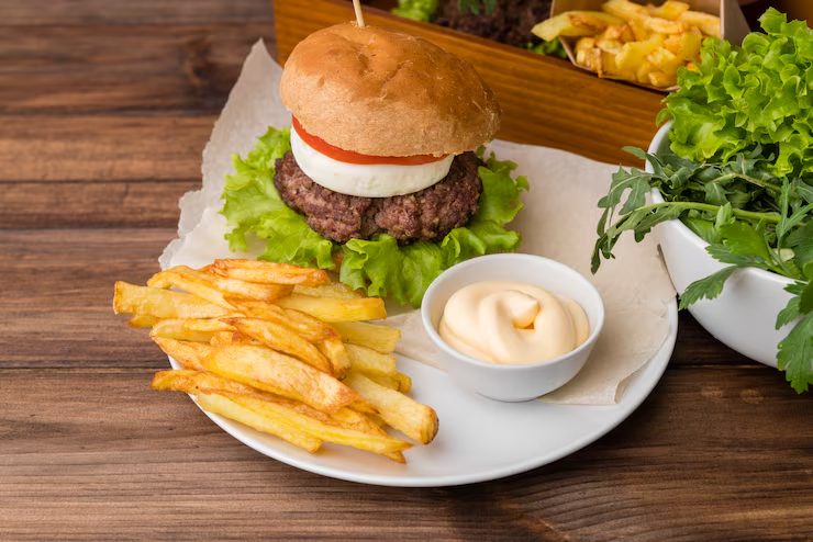 Veggie Delight Burger With Fries (For Veggie Lovers)