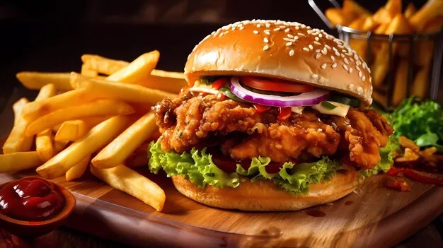 Crispy Chicken Filet Sandwich With Fries –  6 Oz. Tender